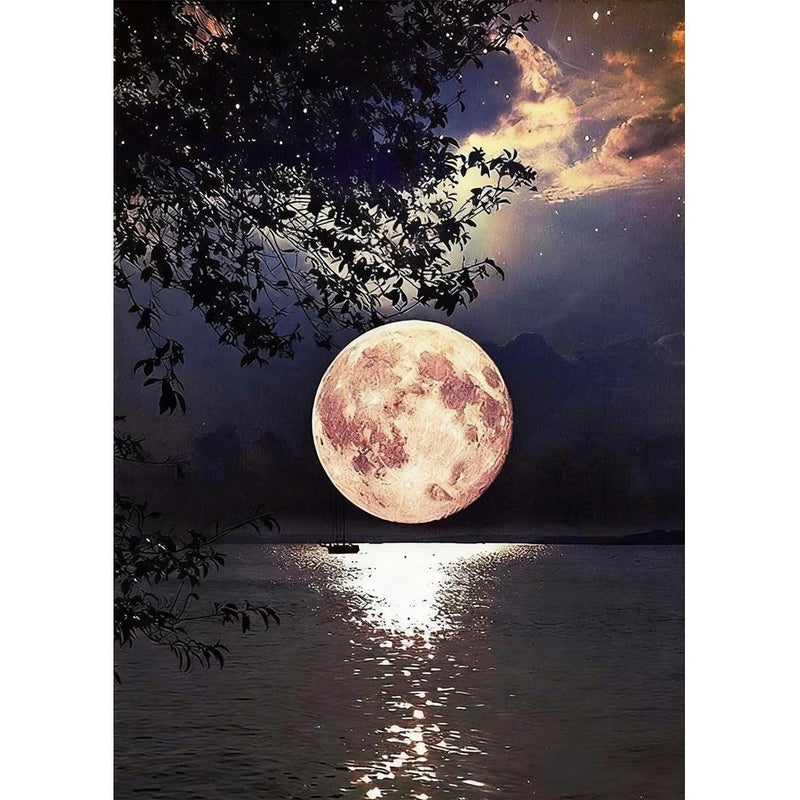 New Moon Landscape Diamond Painting, Full Diamond DIY Diamond Embroidery, Living Room & Bedroom Decorative Painting, Cross-border Supply, Factory Wholesale